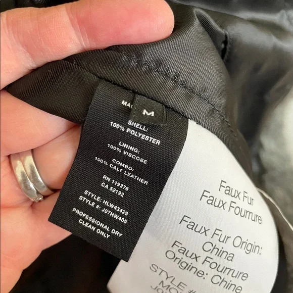 HELMUT LANG Leather Trimmed Faux Shearling Hooded Jacket - Women’s Medium - New